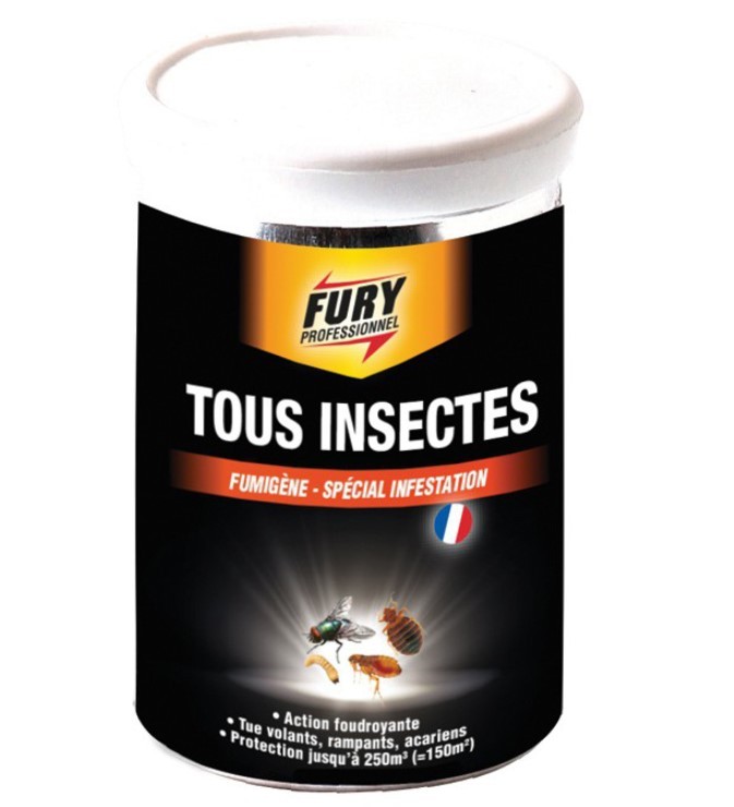 Lot 2 FURY fumigène insecticide tous insectes volant rampant mouche