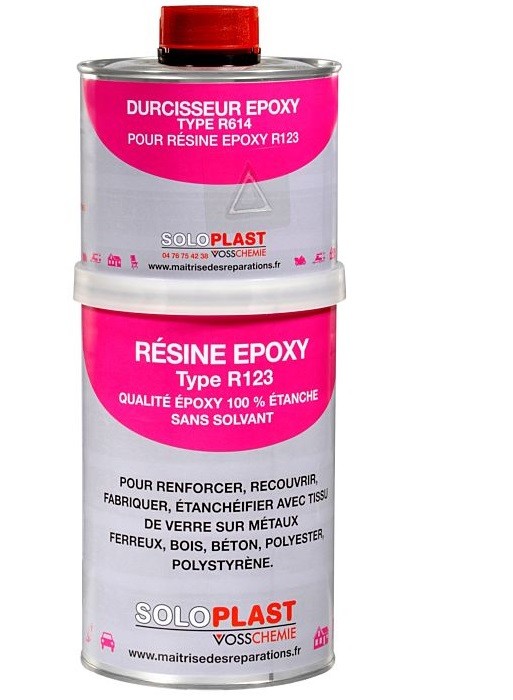 Résine epoxy R123 + durcisseur R614 SOLOPLAST résiste acide essence